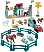 Abrick paardenrenbaan bouwset - kleurrijke speelset met paarden-3