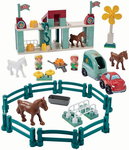 Abrick paardenrenbaan bouwset - kleurrijke speelset met paarden-3