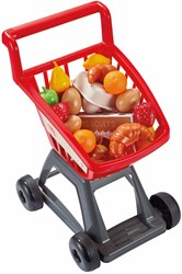 Ecoiffier speelgoed winkelwagen met boodschappen - 21-delig - rood