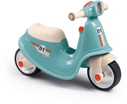 Smoby scooter loopfiets blauw met retro design en speelgoedkist