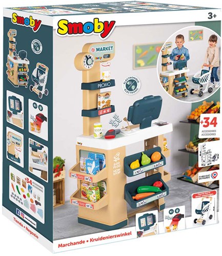 Smoby speelgoed supermarkt met accessoires en winkelwagentje - 34-delig