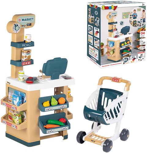 Smoby speelgoed supermarkt met accessoires en winkelwagentje - 34-delig-3