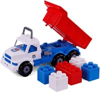 Camion benne jouet Cavallino Route 66 XL avec blocs de construction plastique-2