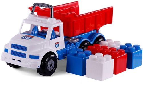 Camion benne jouet Cavallino Route 66 XL avec blocs de construction plastique-3