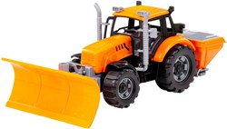 Cavallino tractor speelgoed geel met sneeuwploeg schaal 1:32 kunststof