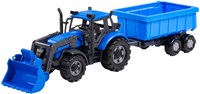 Cavallino Toys tractor speelgoed met lader en kiepwagen blauw 1:32