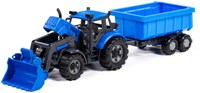 Cavallino Toys tractor speelgoed met lader en kiepwagen blauw 1:32-2
