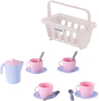 Servies speelset roze mand 15-delig kunststof speelgoed Cavallino