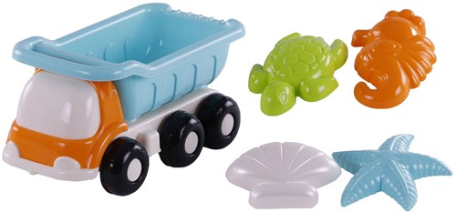 Camion-benne de plage jouet avec moules à sable bleu pour enfants-2