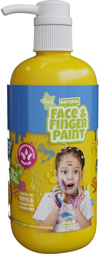 Gezicht- en Vingerverf fles met pompje geel 1L kinderverf veilig-2