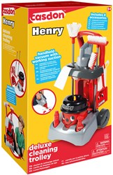 Henry Deluxe chariot de ménage jouet set de nettoyage rouge Casdon