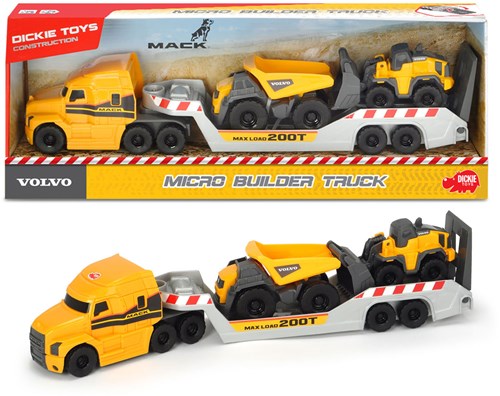 Dickie Volvo speelgoed vrachtwagen met bouwvoertuigen - 32 cm - geel-2