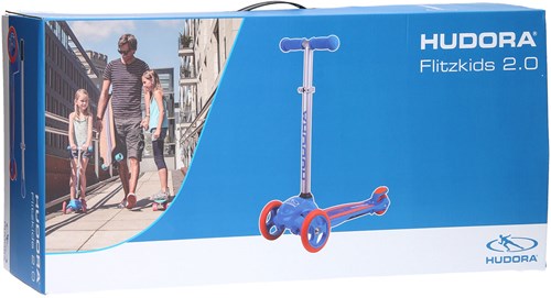 Hudora kinderstep FlitzKids blauw - verstelbaar stuur en stabiel ontwerp