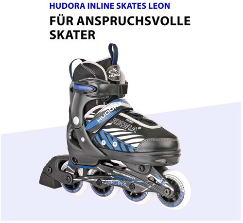 Hudora skeelers Leon blauw-zwart maat 37-40 verstelbare inlineskates-2