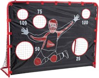 Hudora hockeydoel sportdoel met puntenscherm rood zwart aluminium