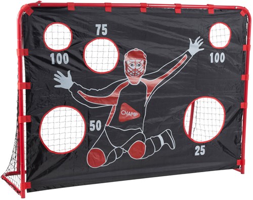 Hudora hockeydoel sportdoel met puntenscherm rood zwart aluminium