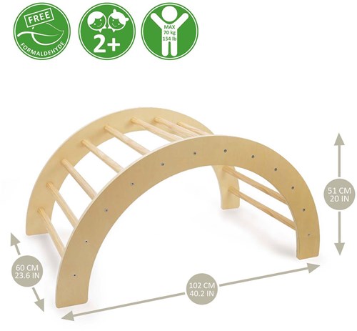 Houten klimboog Montessori 2-in-1 schommel en klimtoestel-2