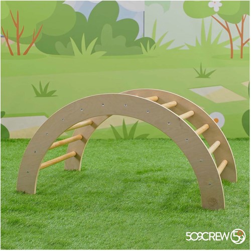 Houten klimboog Montessori 2-in-1 schommel en klimtoestel-3