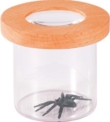 Magnifier box with wooden lid