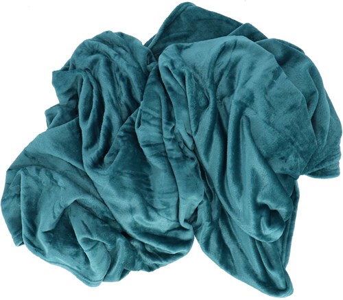 Plaid Row fleece deken 150x200cm gerecycled polyester petrol kleur-2