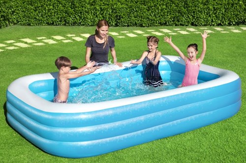 Bestway familiezwembad rechthoek blauw 305x183x56 cm tuinplezier