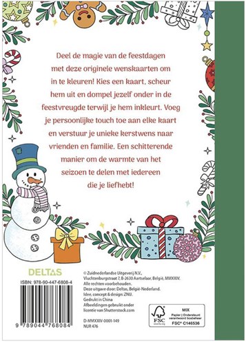 Deltas wenskaarten kerst knutselset om in te kleuren Merry Christmas-2