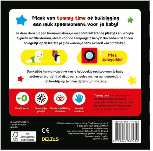 Deltas babyboek zwart-wit - Hello Baby Tummy Time met spiegeltje-2