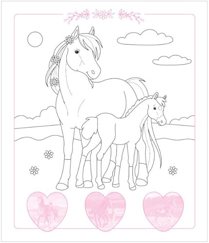 Deltas livre de coloriage chevaux Dream Horses Sticker Parade avec autocollants-3