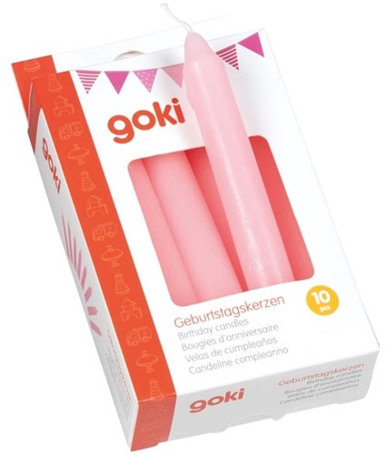 Goki verjaardagskaarsen roze - set van 10 stuks voor verjaardagstrein