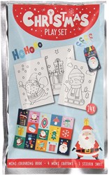 Kleurboekje kerst traktatieset met waskrijtjes en stickervel