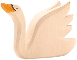 Ostheimer houten zwaan speelfiguur kop omhoog - handgemaakt speelgoed