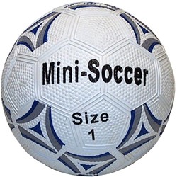 HOT Sports + Toys Mini Voetbal Rubber mt 1 wit/zwart 13 cm