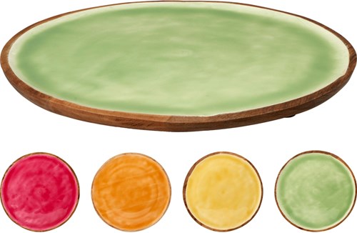 OttoSimon assiette en bois de manguier 30cm set vaisselle enfant multicolore