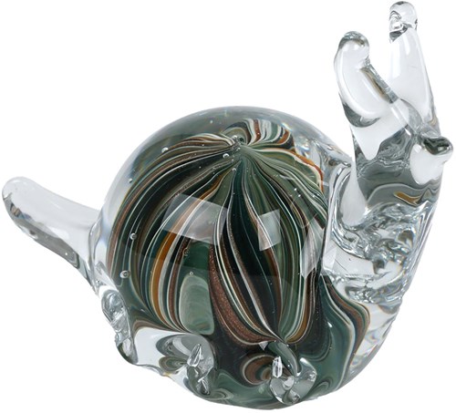 Sculptuur slak decoratie glas multicolor 12,5x6,5x9,5cm speelgoed