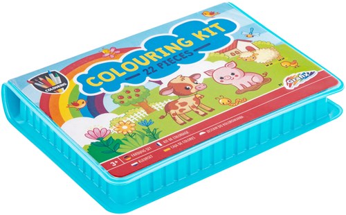 Grafix kleurkoffer boerderij 22-delig - creatieve set voor kinderen