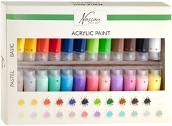 Acrylverf set 24 kleuren basis en pastel 22ml hobbyverf schilderen