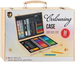 Creative Craft Group houten kleurkoffer FSC 86-delig voor kinderen