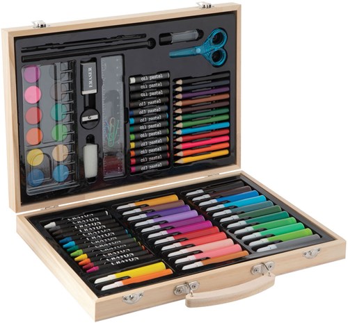 Creative Craft Group houten kleurkoffer FSC 86-delig voor kinderen-2