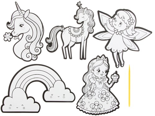 Creative Craft Group autocollants art à gratter monde fantastique XL set licorne fée-2