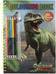 Creative Craft Group livre de coloriage dinosaures avec crayons et autocollants