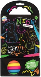 Creative Craft Group livre de coloriage animaux - feutres néon - 40 feuilles