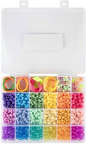 Creative Craft Group coffret perles pony beads boîte rangement 18 couleurs enfants-3