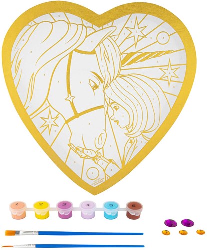 Creative Craft Group schilderen op nummer unicorn hartvorm met folie-2