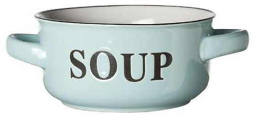 Cosy & Trendy bol à soupe céramique bleu clair avec poignées 13,5cm