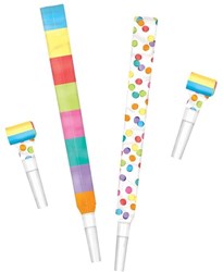 Haza roltongen confetti set - feestfluitjes 6 stuks multicolor