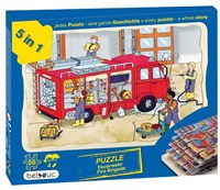 Beleduc puzzle en bois pompiers - jouet éducatif - puzzle à couches-3