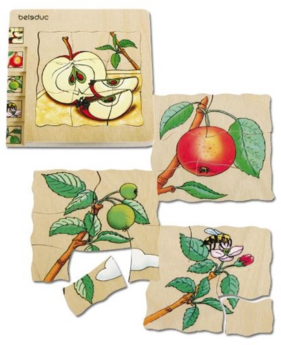 Beleduc puzzle en bois pomme jouet éducatif - puzzle à couches-2
