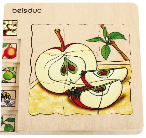 Beleduc puzzle en bois pomme jouet éducatif - puzzle à couches-3