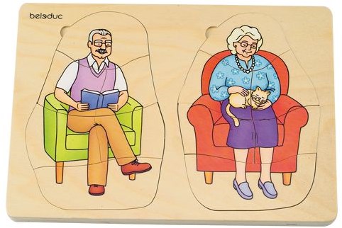Beleduc lagenpuzzel opa en oma houten speelgoed puzzel 40 stukjes