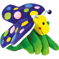 Beleduc handpop vlinder - speelhandschoen blauw - handpop vlinder